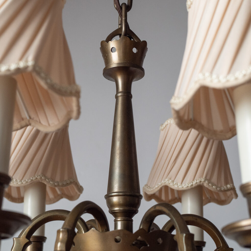 Bröderna Malmströms Patinated Brass Chandelier, 1940s