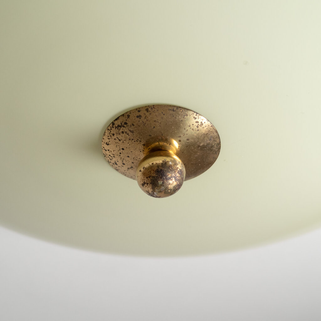 German Brass And Glass Flush Mount, 1950s
