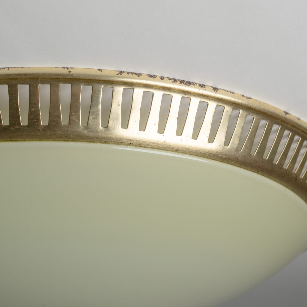 German Brass And Glass Flush Mount, 1950s