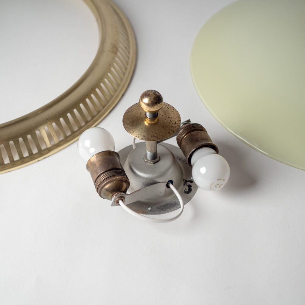 German Brass And Glass Flush Mount, 1950s