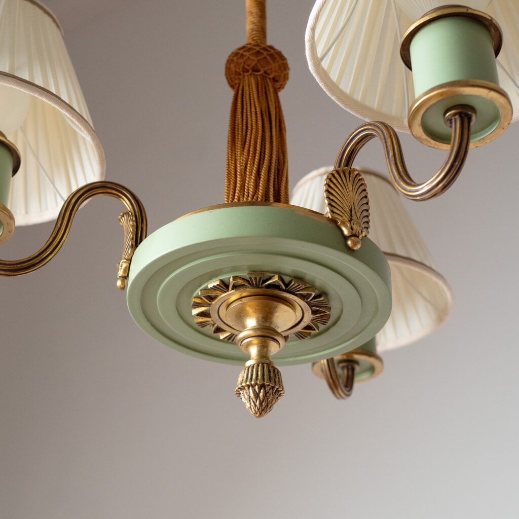 Eric Tidstrand Nordiska Kompaniet Brass And Wood Chandelier, 1937