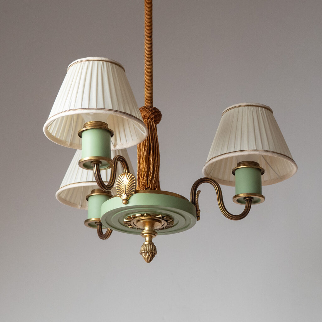 Eric Tidstrand Nordiska Kompaniet Brass And Wood Chandelier, 1937