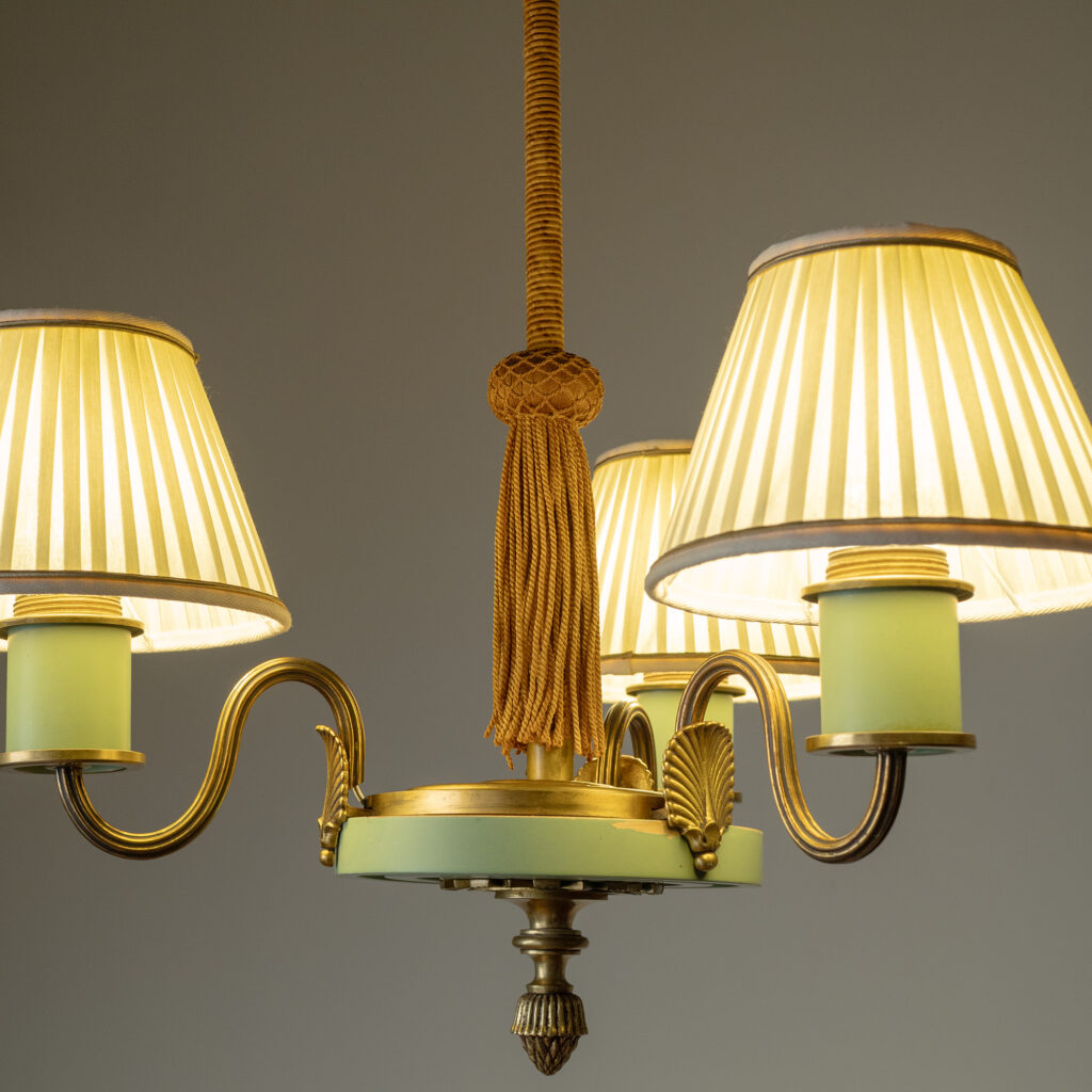 Eric Tidstrand Nordiska Kompaniet Brass And Wood Chandelier, 1937
