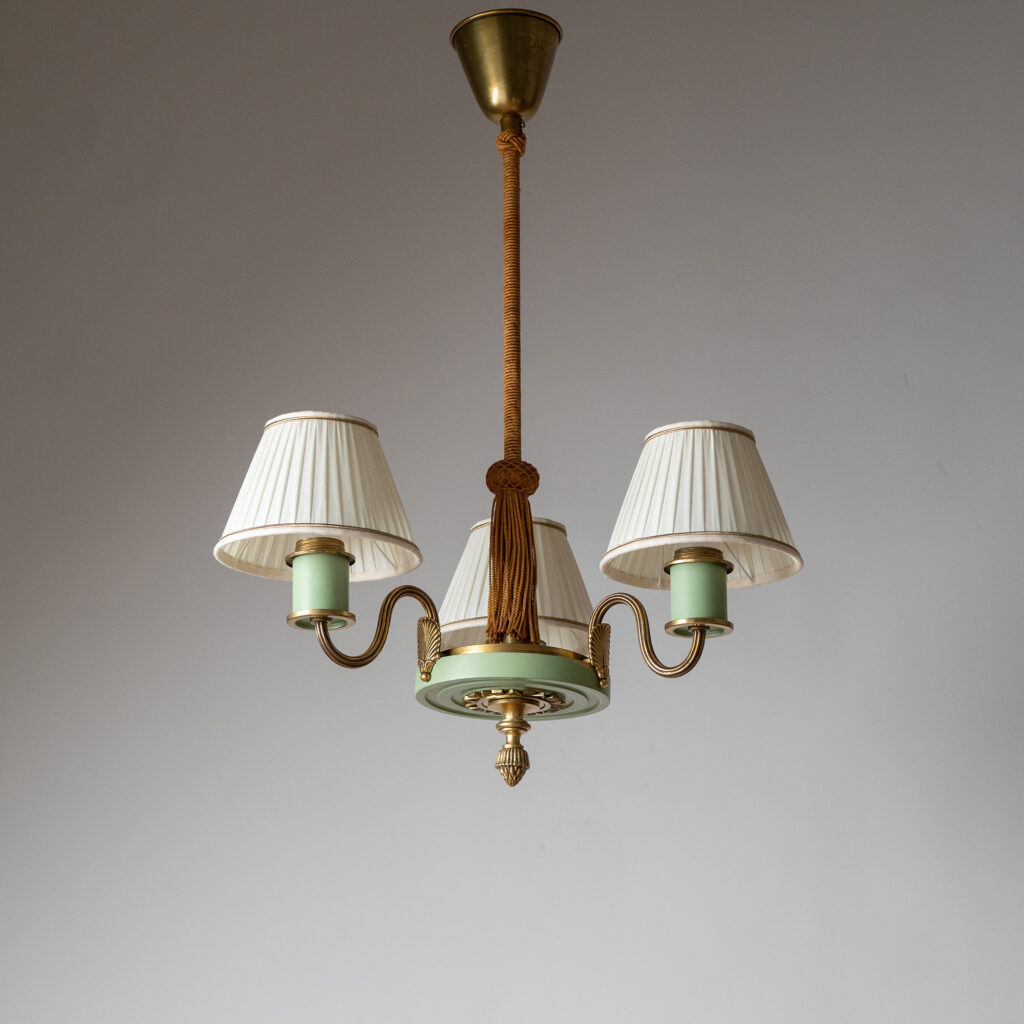 Eric Tidstrand Nordiska Kompaniet Brass And Wood Chandelier, 1937