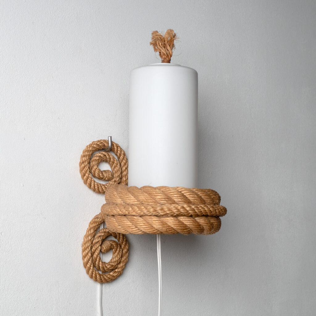 Audoux Minet Rope And Glass Wall Lights, circa 1960