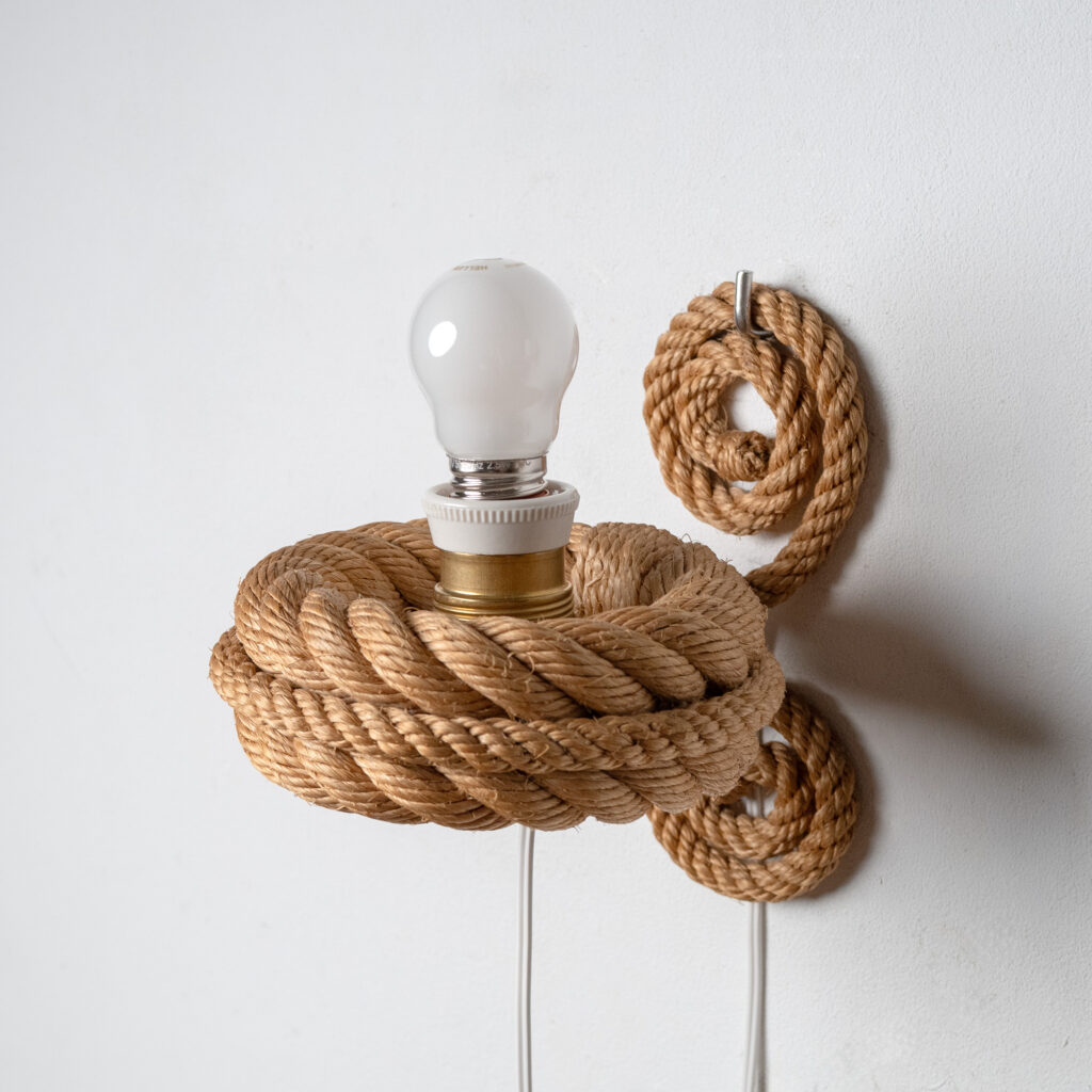 Audoux Minet Rope And Glass Wall Lights, circa 1960