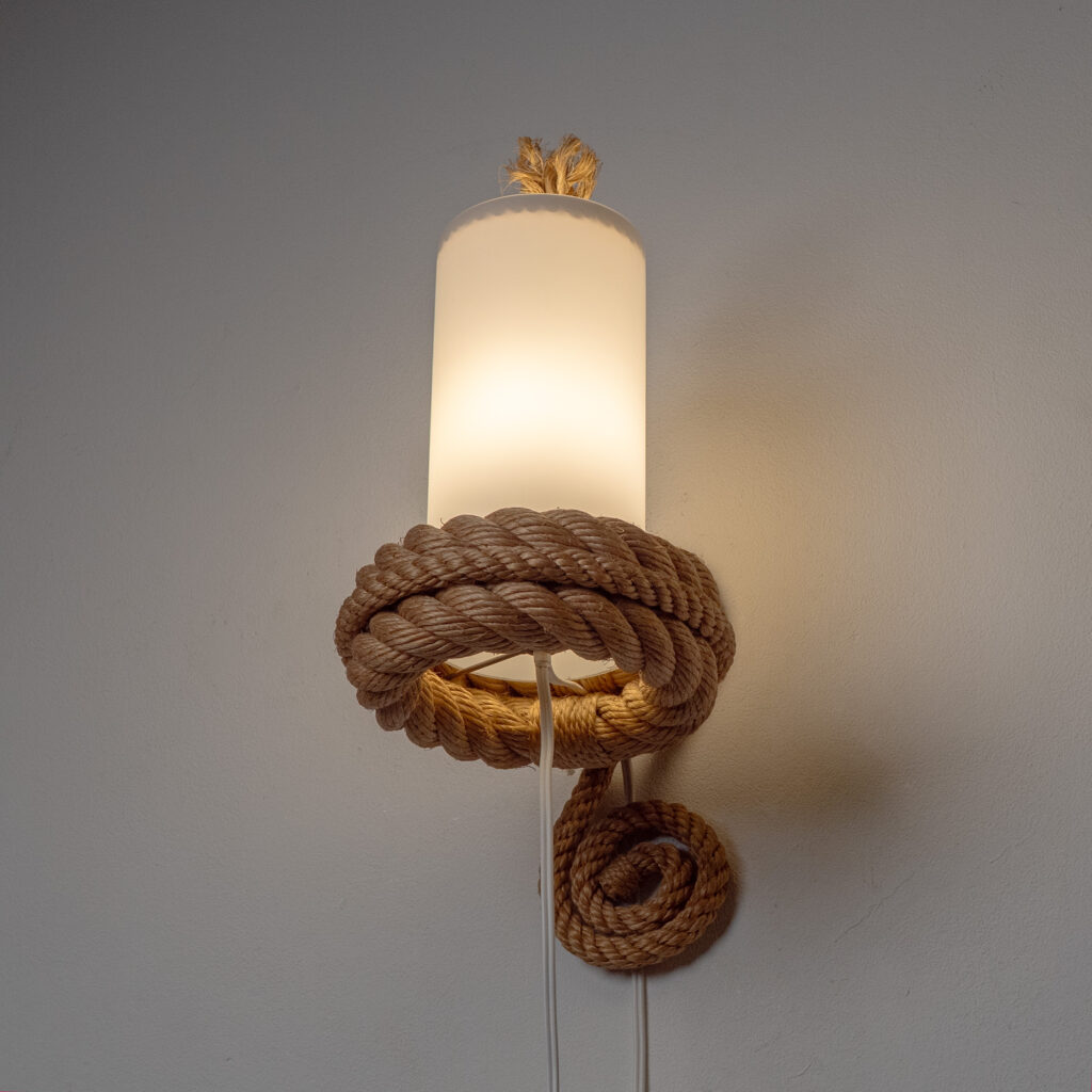 Audoux Minet Rope And Glass Wall Lights, circa 1960