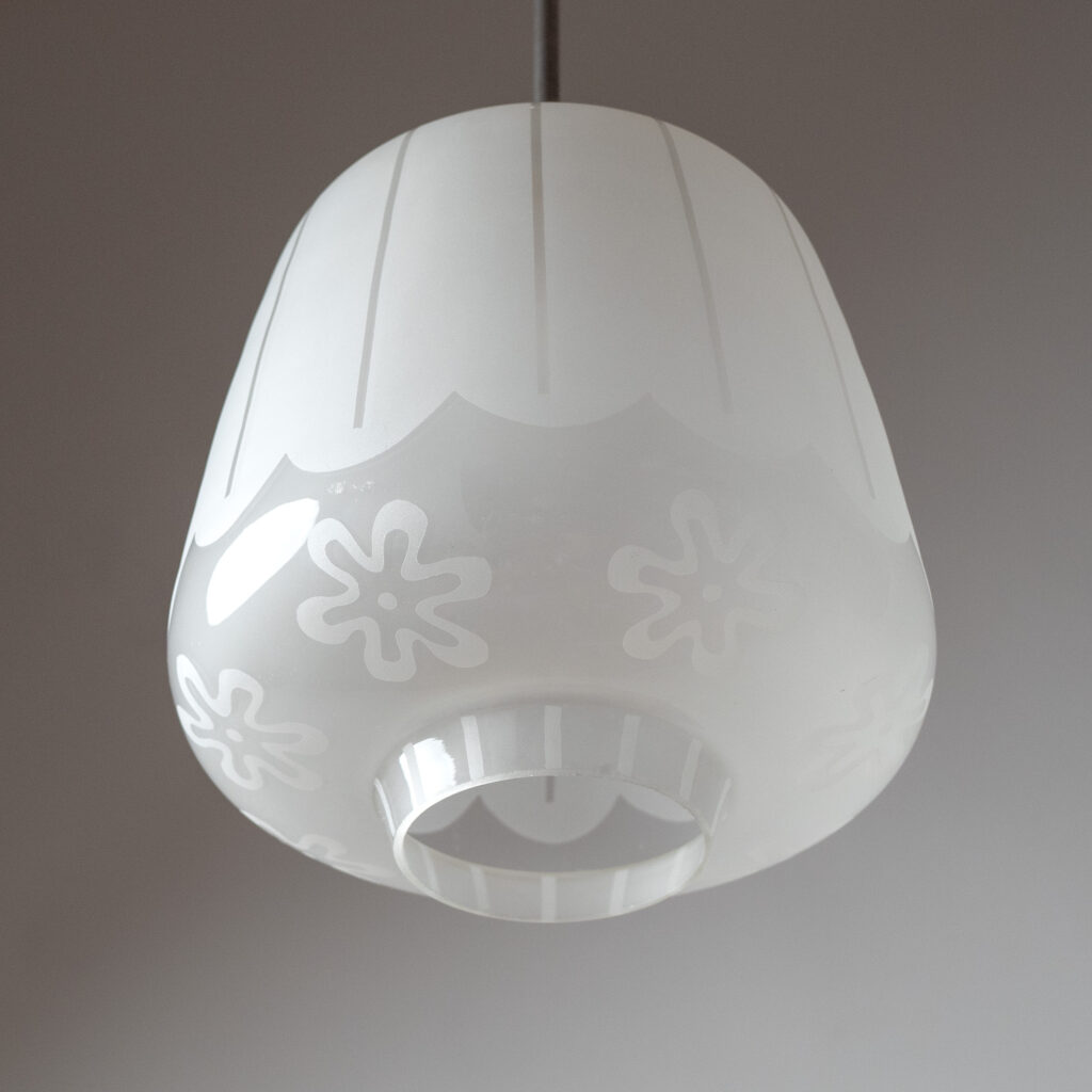 Swedish Etched Glass Pendant, circa 1950