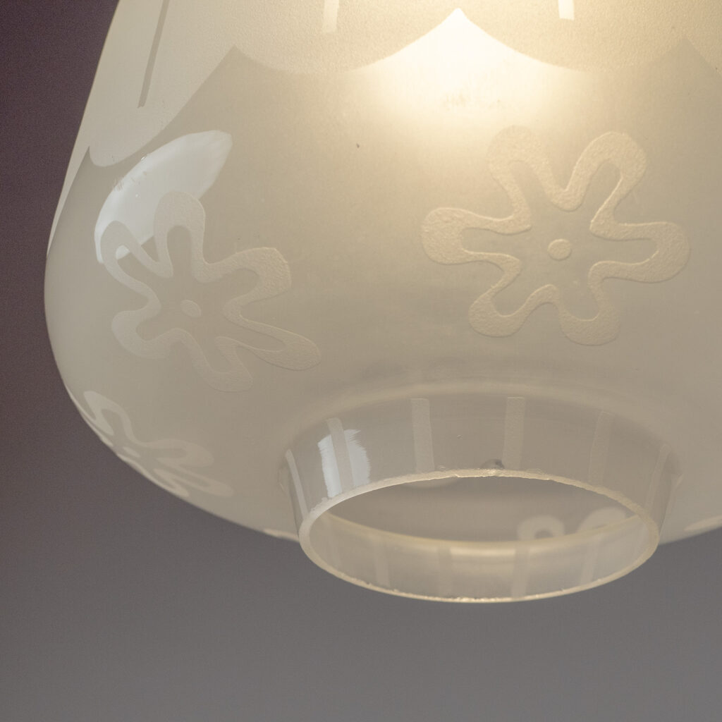 Swedish Etched Glass Pendant, circa 1950