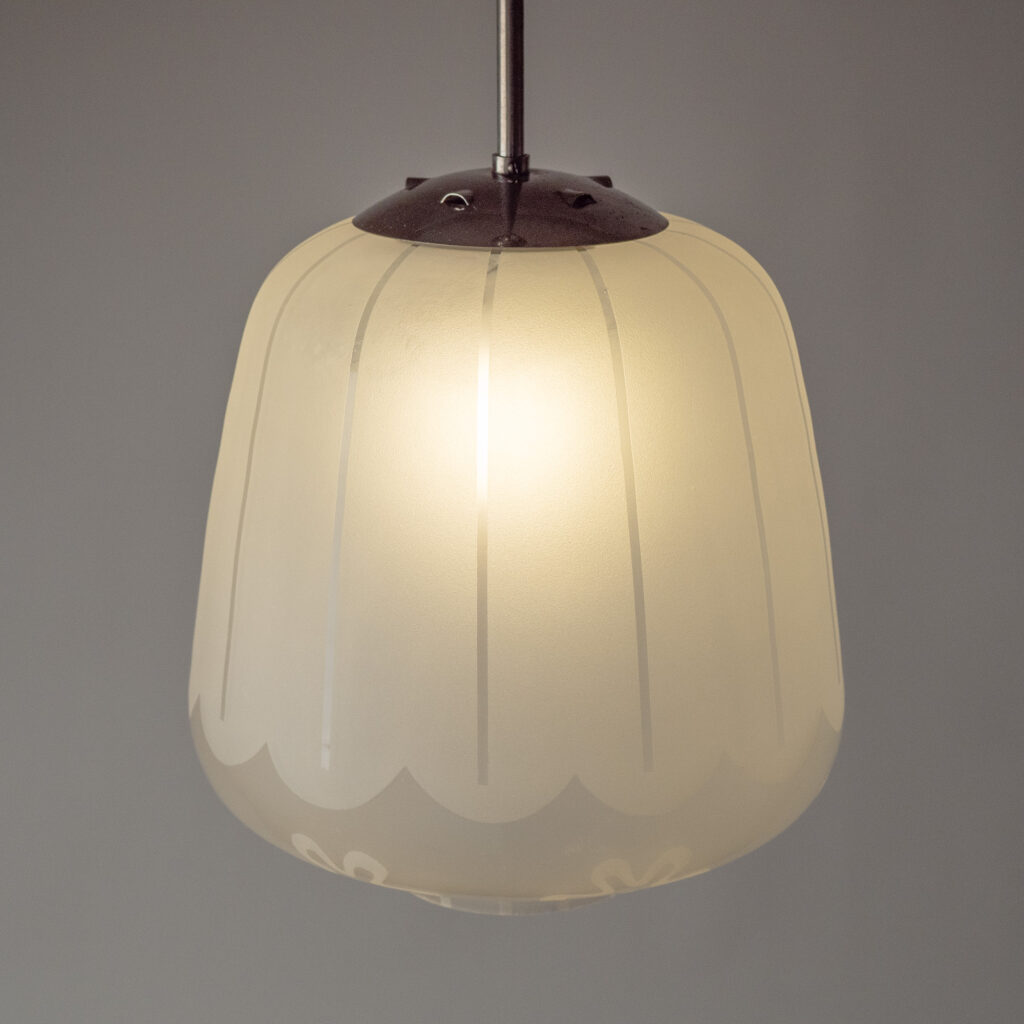 Swedish Etched Glass Pendant, circa 1950