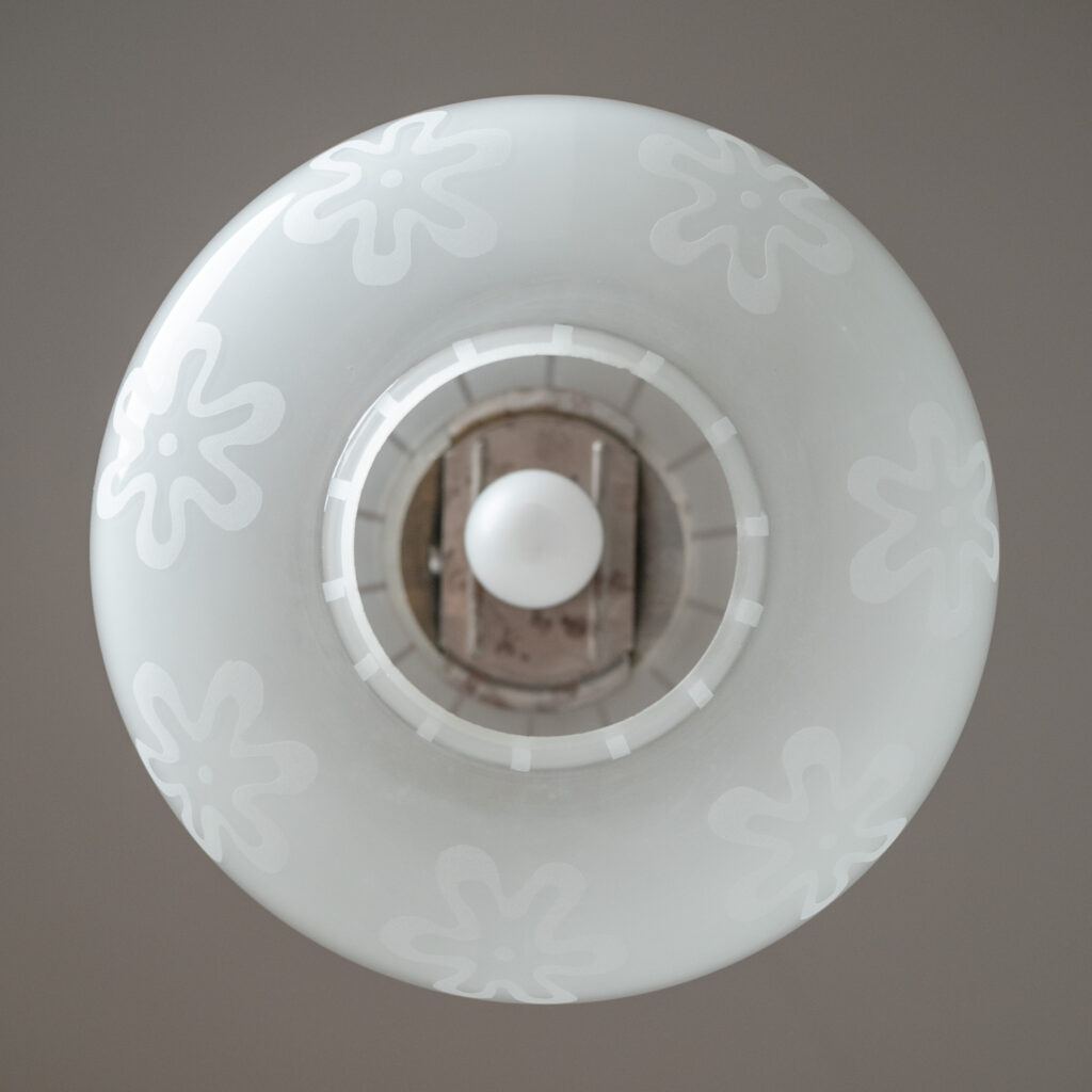 Swedish Etched Glass Pendant, circa 1950