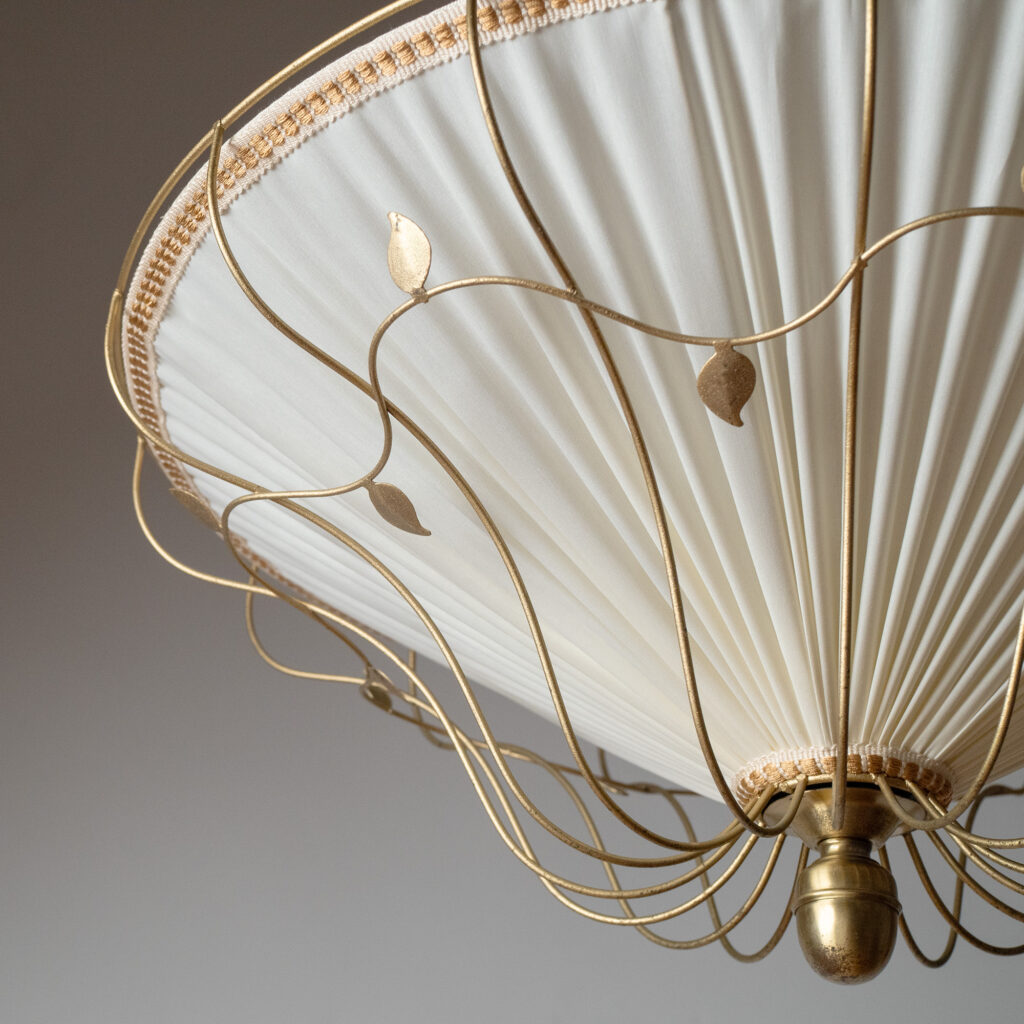 Swedish Brass And Fabric Chandelier, circa 1950