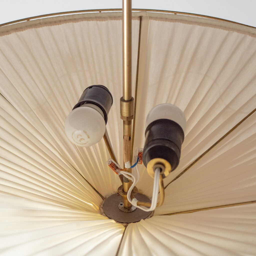 Swedish Brass And Fabric Chandelier, circa 1950