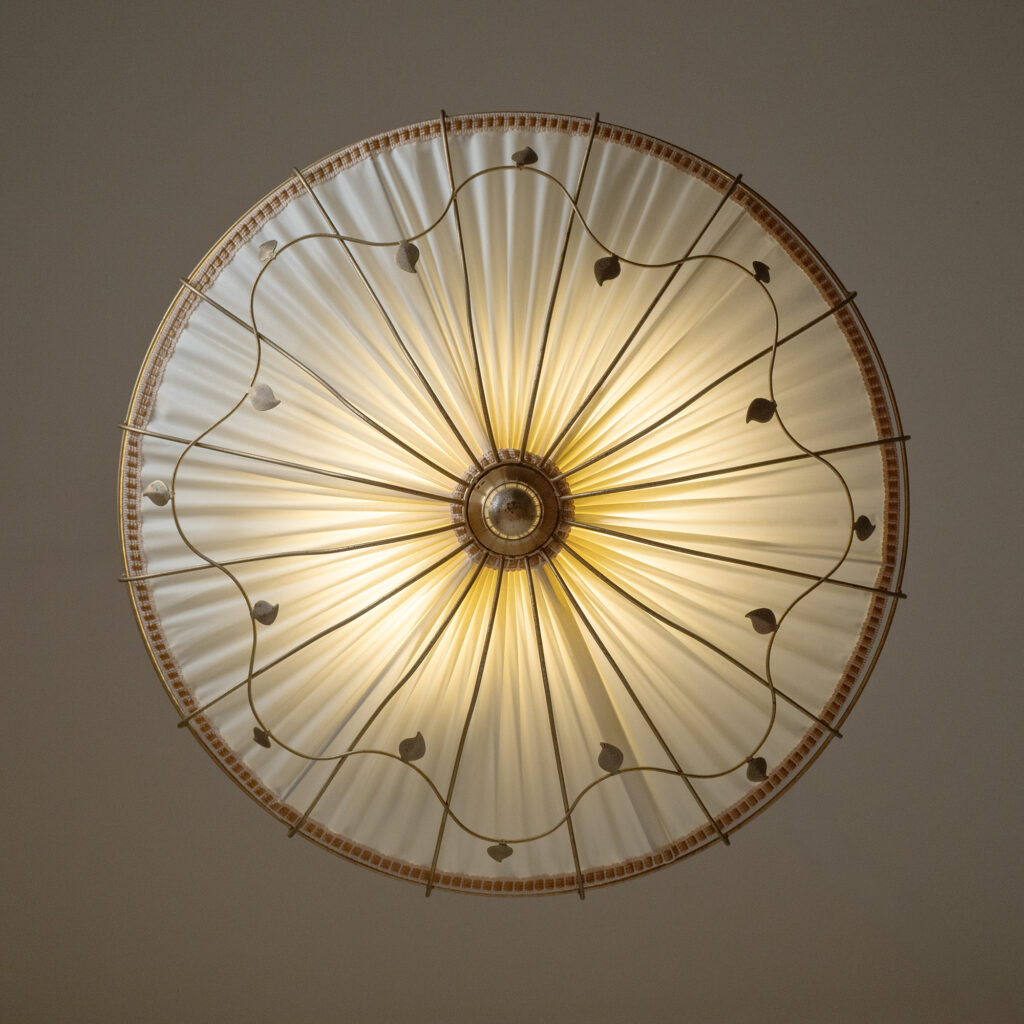 Swedish Brass And Fabric Chandelier, circa 1950