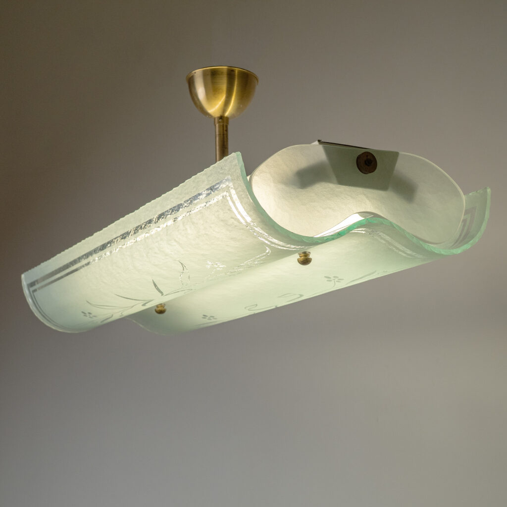 Swedish Glass Ceiling Light, 1940s