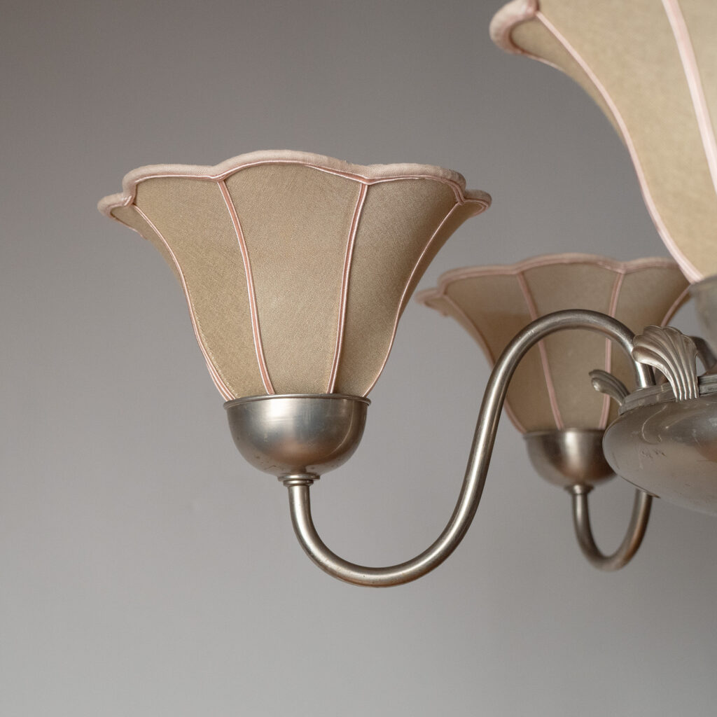Harald Notini Nickel And Fabric Chandelier, Böhlmarks 1929