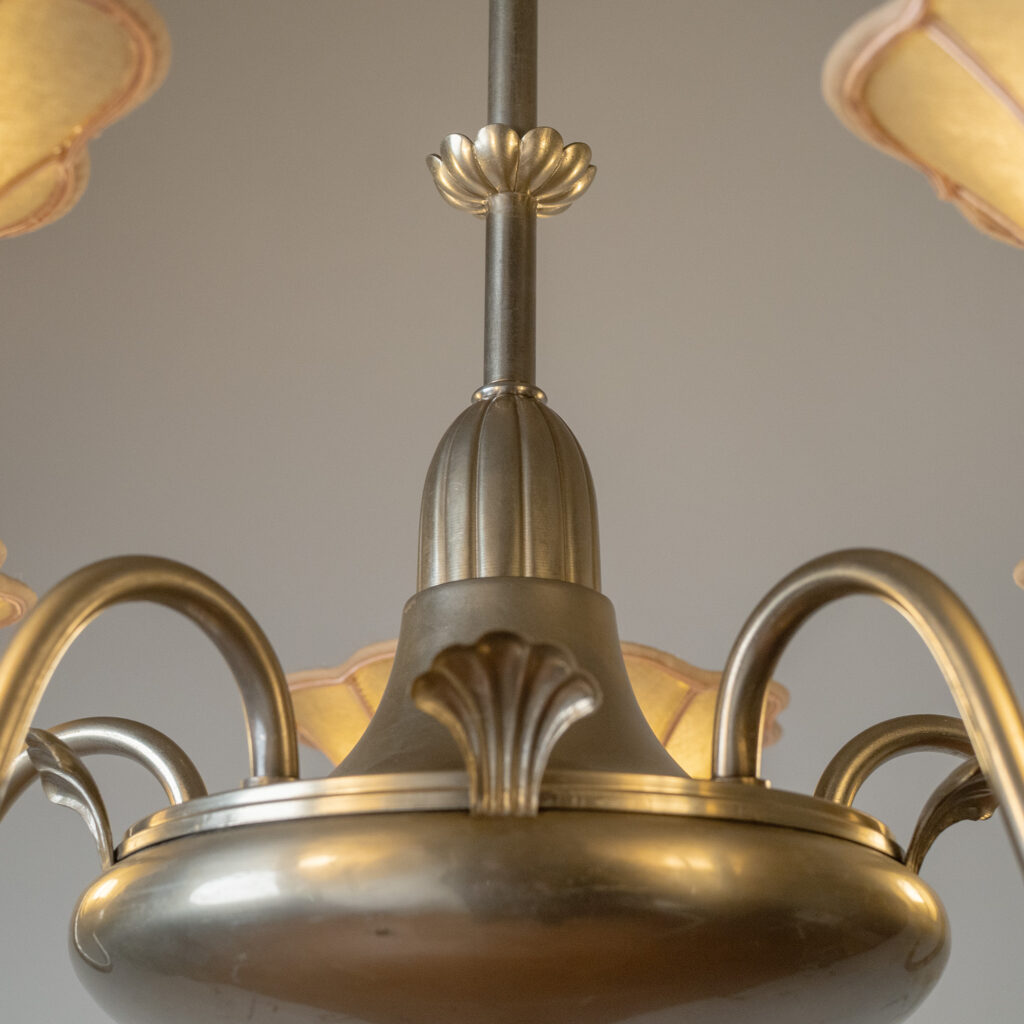 Harald Notini Nickel And Fabric Chandelier, Böhlmarks 1929