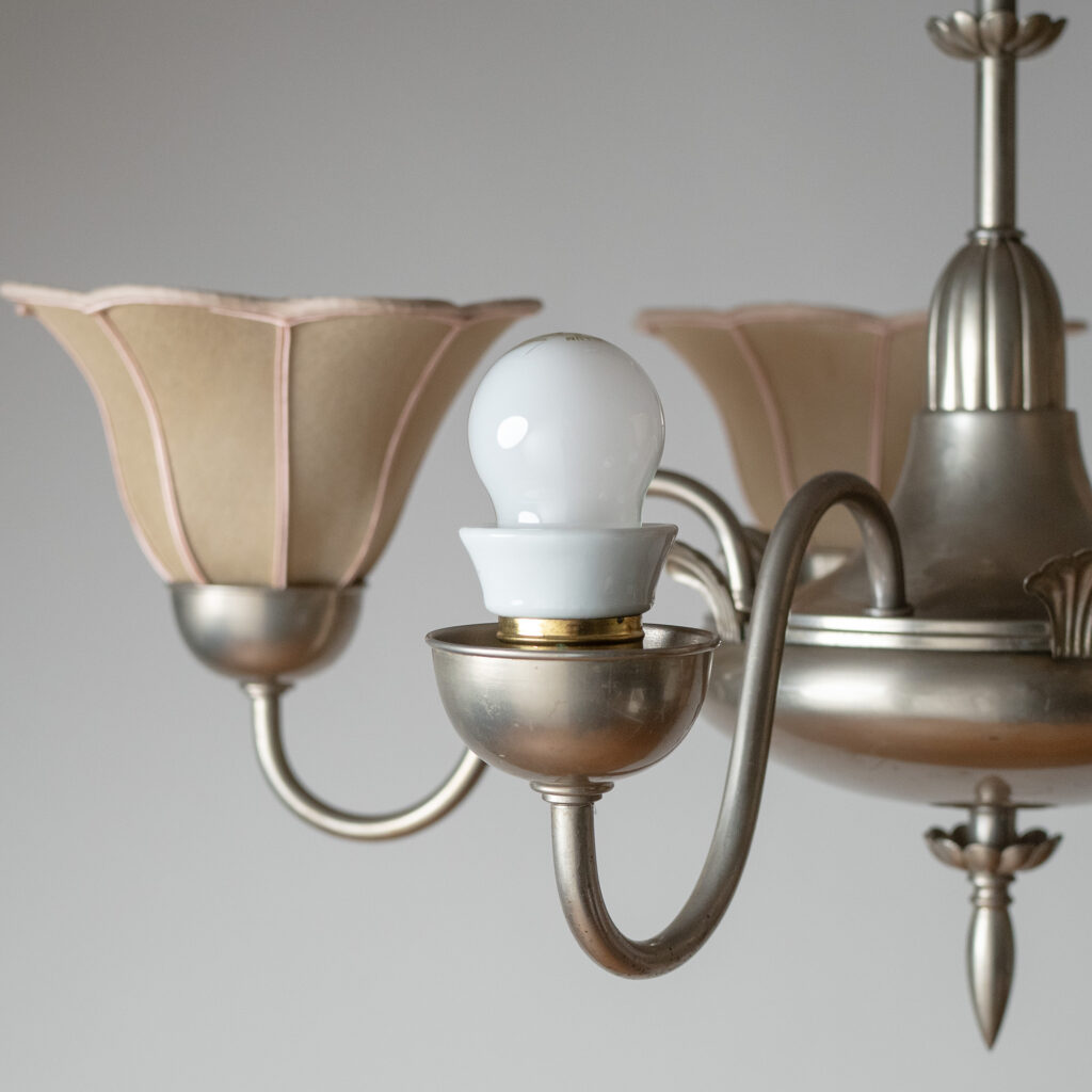 Harald Notini Nickel And Fabric Chandelier, Böhlmarks 1929