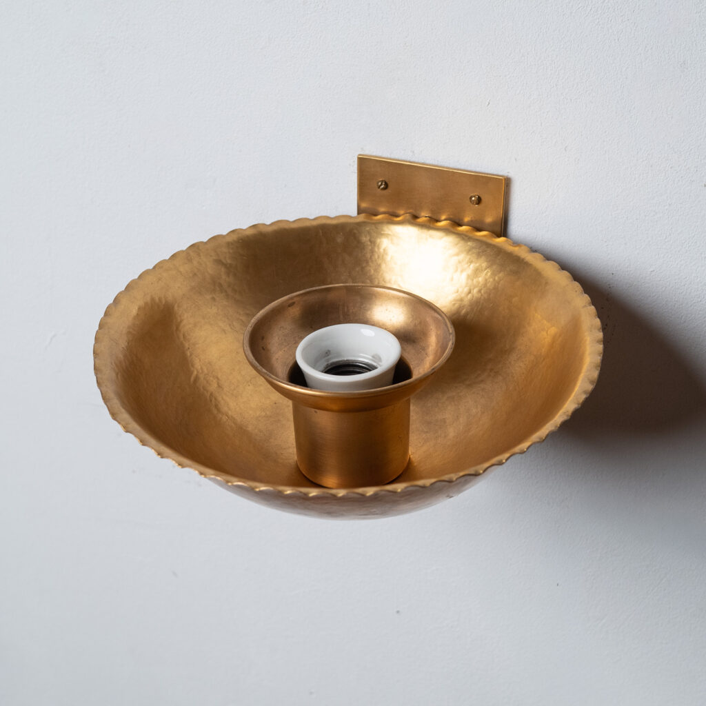 German Gilt Brass And Glass Wall Light, 1940s