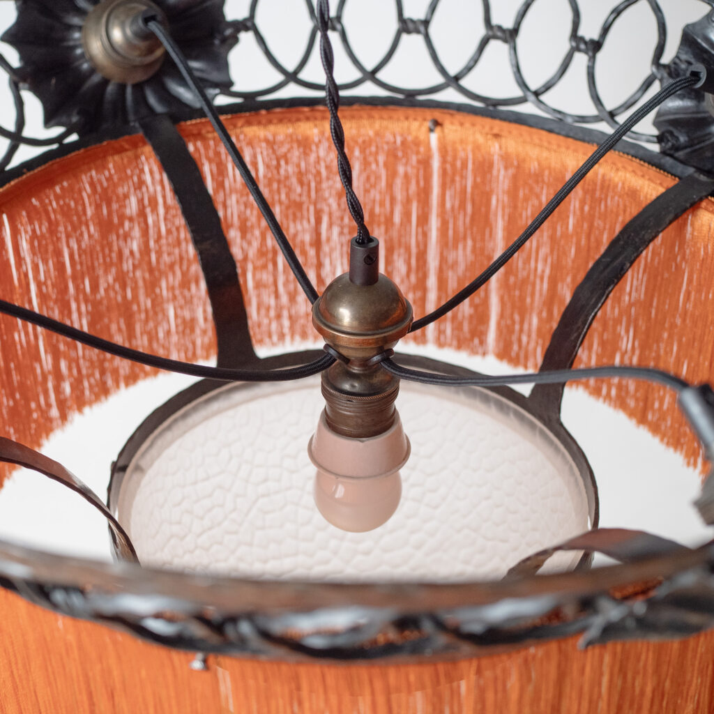 Böhlmarks Wrought Iron And Glass Chandelier, 1918