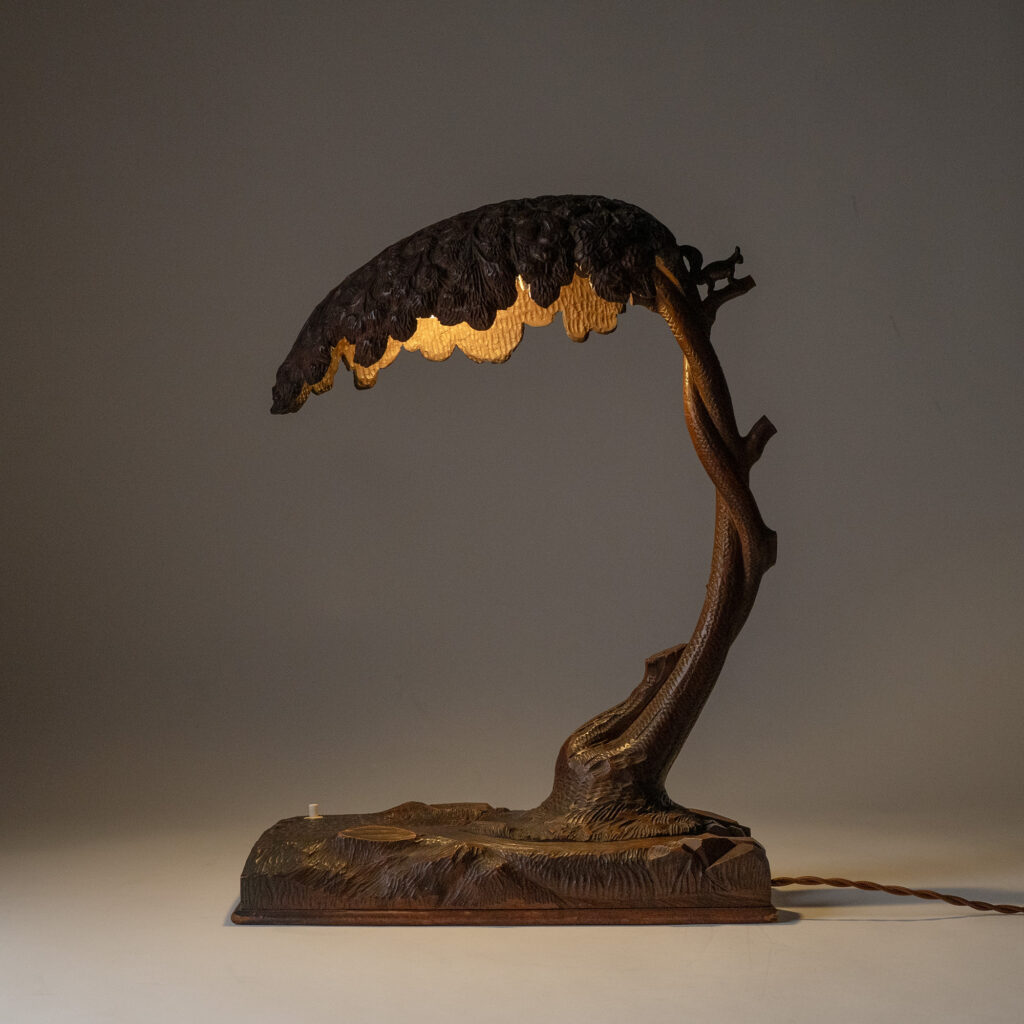 Italian Carved Wood Table Lamp, circa 1930