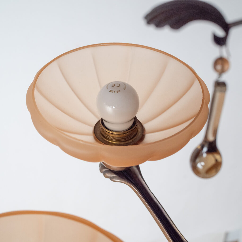 Harald Notini Brass And Glass Chandelier, Böhlmarks 1936