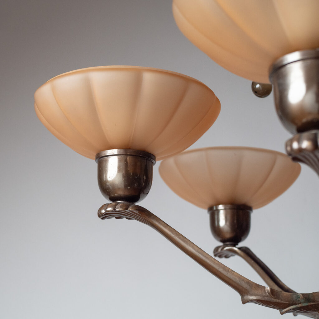 Harald Notini Brass And Glass Chandelier, Böhlmarks 1936