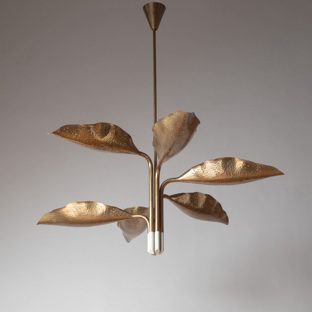 Angelo Lelii Brass Chandelier, Arredoluce 1951
