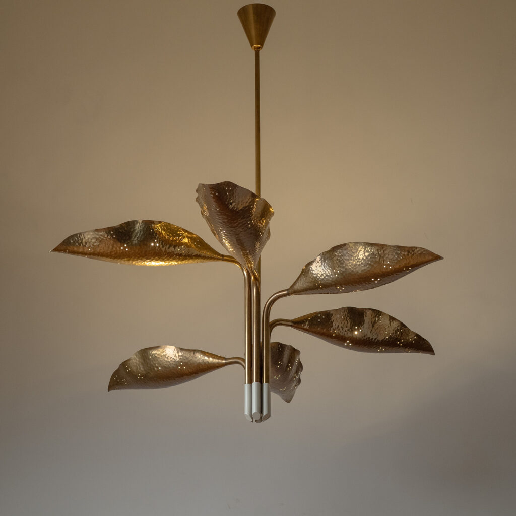Angelo Lelii Brass Chandelier, Arredoluce 1951