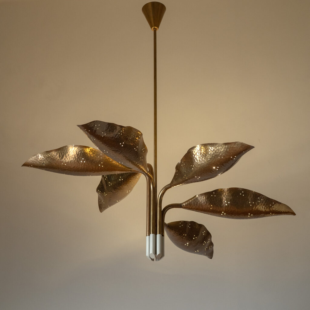 Angelo Lelii Brass Chandelier, Arredoluce 1951